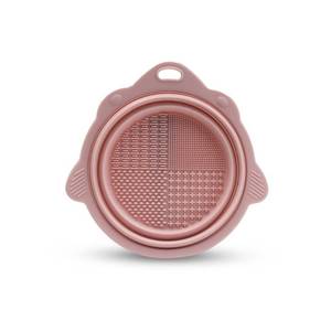 lot 48272 image: 2 Pack Foldable Makeup Brush Cleaner Bowl Silicone Pink Portable Cleaning Tool for Brushes, Powder Puffs, Beauty Blender (1PC)