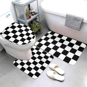 lot 48300 image: SHARKS 3 Piece Bathroom Rugs Set, Bath Mat  Contour Mat  Toilet Seat Cover, Non-Slip Soft Microfiber Bathmat for Tub Shower Room Decor, Machine Washable