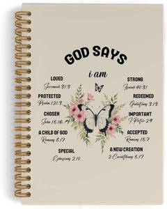 lot 48320 image: Christian God Says I Am Loved Spiral Notebook, Bible Verse Butterfly Journal Notebook, Christian Journals for Women, Scripture Inspirational Office Supplies Gifts for Women Christian, 5.5X8.3 In