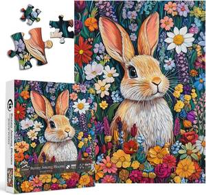 lot 48324 image: PICKFORU Bunny Puzzles for Adults, Spring Flower Jigsaw Puzzles 1000 Pieces Rabbit Garden, Colorful Easter Puzzle as Flower Wall Art