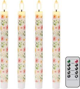 lot 48327 image: Flameless Taper Candles Flickering with Remote, Yellow Floral
