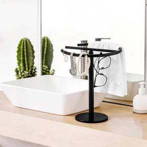 lot 48330 image: Countertop Hand Towel Holder Stand for Bathroom Stainless Steel Free Standing Towel Rack Holds 2 Towels for Kitchen 13 inch Counter Towel Bar Rack Stand