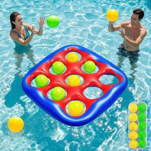 Pool Games Set- Tic-Tac-Toe Inflatable Pool Toys with 10 Balls Fun Summer Swimming Pool Party Beach Lawn Outdoor Camping Party Float Game Water Ball Toys for Adults Teens Kids 2-10 Players