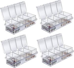 lot 48351 image: 4 Pcs Clear Seasoning Box with Spoons, 16 Pcs Kitchen Clear Seasoning Rack Spice Pots Spice Storage Containers Condiment, Transparent Spice Jars with Cover for Salt Candy Cruet Sugar