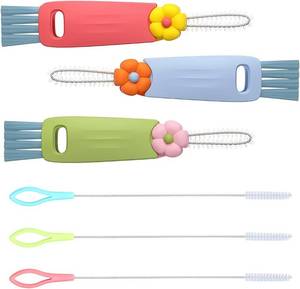 lot 48363 image: 3 in 1 Cup Lid Cleaning Brush Set - Portable Straw Cleaner Tool Car Crevice Cleaner Brush Set for Bottle Gap Tight Spaces - Multifunctional Car Cleaning Brushes Cup Mouth Scrubber (1Set)