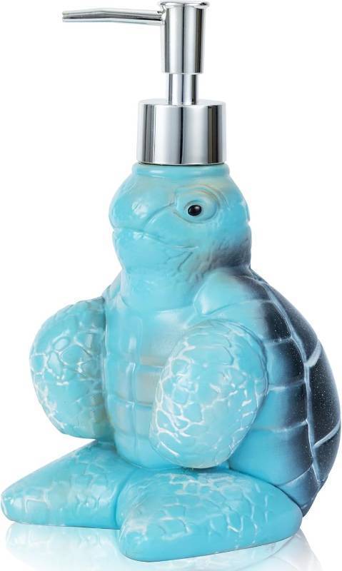 lot 3140 image: Turtle Soap Dispenser Blue Sea Turtle Hand Soap Pump Inspired Refillable Liquid Soap and Lotion Bottle Storage for Summer Home Bathroom Kitchen Decor