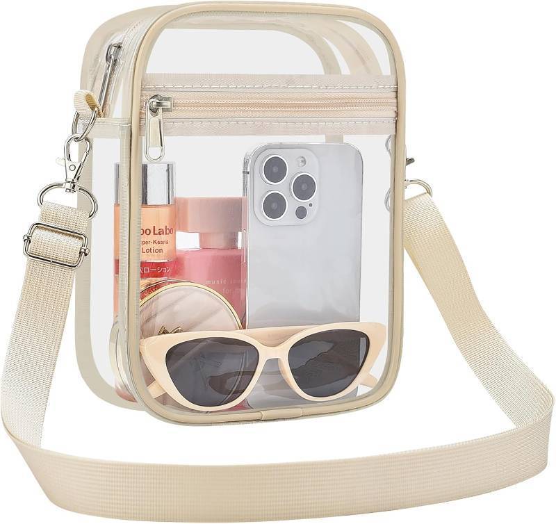 lot 3352 image: Clear Purse for Women, Stadium Approved Hobo Shoulder Bag for Events  Small Clear Bag for Phone, Wallet, Keys, Cards, and Makeup, Water-Resistant PVC, Lightweight, Concerts, Stadiums, Festivals - COLOR IS BLACK