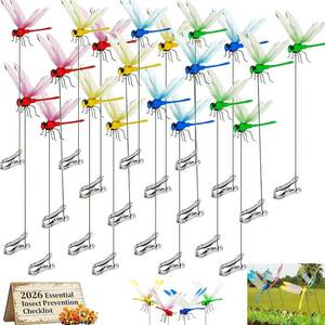 lot 48394 image: 20 Pcs Dragonfly Clips for Bugs Repellent, 3D Artificial Dragonfly Hat Clips Garden Decor, Garden Bird and Fly Scare Devices for Indoor Outdoor Material Optimized