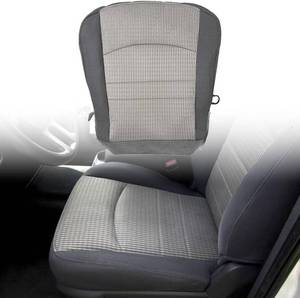 lot 48410 image: Front Driver Side Bottom Replacement Cloth Seat Cover Gray Compatible with Dodge Ram 1500 2500 3500 4500 5500 2009-2012 Dark Slate Medium Graystone Foam Padded Fits Heated & Non-Heated Seat