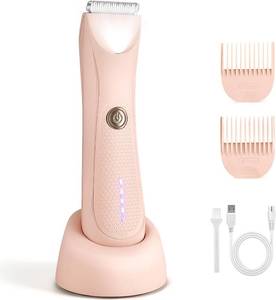 lot 48421 image: Bikini Trimmer for Women with LED Light and IPX7 Waterproof Dual Charging, Skin-Safe Cordless Pubic Hair Shaver with Battery Indicator