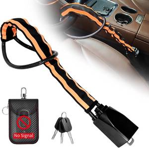 lot 48425 image: Steering Wheel Lock with Faraday Bag, Adjustable 17 Car Anti Theft Device with Reflective Warning Strips, Visible Vehicle Security Deterrent for Cars SUVs Trucks Vans, Includes 3 Keys