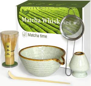 lot 48428 image: Vaiheng Matcha Whisk Set with Matcha Bowl, Matcha Whisk Holder Matcha Bamboo Whisks, Scoop, Sifter, Mothers Day Gifts for Women Mom Her Girl Friend Home Kitchen Decor Kit for Tea Enthusiasts
