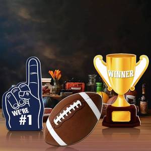 lot 48446 image: 3 Pcs Large Football Cardboard Cutout Stand up Footballs Party Decorations
