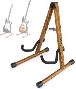 lot 48464 image: DIDA Guitar Stand, Wooden A-Frame Stands for Acoustic Guitar, Violin, Ukulele, Electric Guitar, Bass, and Cello with Non-Slip Padding for Home and Travel (Zebra Wood, E-Guitar&Bass)
