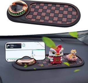 lot 48474 image: Commendize Multifunctional 4-in-1 Mobile Phone Stand On-Board Anti-Slip Pad, Multifunction Car Anti-Slip Mat, with Temporary Parking Numbe, for Phones Sunglasses Keys Gadgets (Brown)