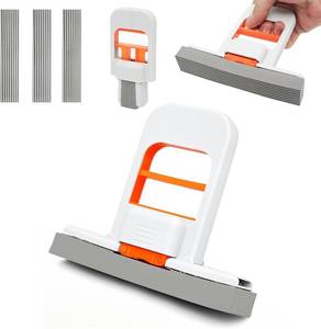 lot 48484 image: Self Squeezing Mini Mop, Orange Small Sponge Mop, Wet and Dry Use Cleaning System, Foldable Desktop Mop, One-Hand Squeeze Handle and Replaceable Head