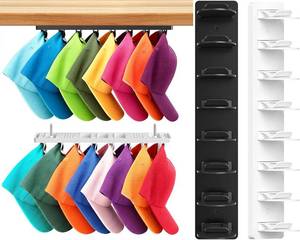 lot 48493 image: Haiou Hat Rack Hat Organizer for Baseball Caps Wall Mounted Hat Hanger Strong Adhesive Hat Hooks Hold up to 16 Hats for Home (BlackWhite)
