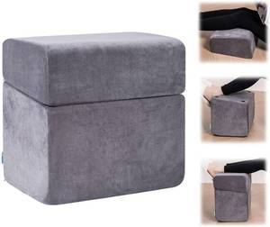lot 48512 image: 3 Adjustable Heights Foot Rest for Under Desk at Work - Ergonomic High Density Foam Footrest with Washable Cover, Foot Stools for Office, Home, Gaming (Grey)
