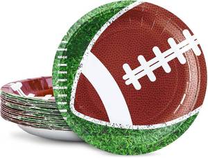 lot 48523 image: ZVK 10 Paper Plates Set Disposable Football Dinnerware Large Party Dinner Plates