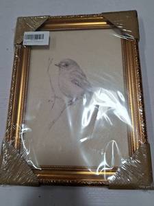 lot 48532 image: 12x16 Vintage Gold Framed Bird Canvas Home Decoration