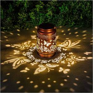 lot 48543 image: Solar Lanterns Outdoor Waterproof Butterfly Garden Decor Birthday Gifts for Women Mom Grandma, Hanging Solar Lights Metal Lantern Decoration Outside for Yard, Patio, Backyard, Porch