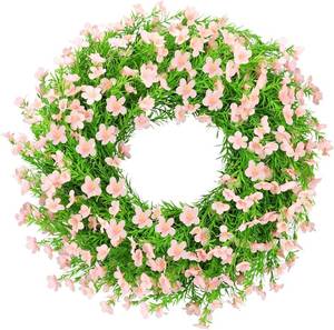 lot 48546 image: 24 Inch Pink Artificial Forsythia Silk Floral Front Door Wreath