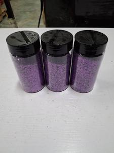 lot 48555 image: Three boytles Craft Glitter Powder Set, Extra Fine Glitter for Resin Art Crafts Tumbler Scrapbook Jewelry Making, Body Face Hair Glitter, three bottles of purple
