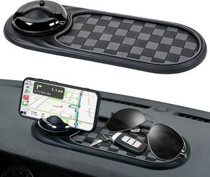lot 48577 image: Universal Anti-Slip Car Dashboard Mat with 360  Rotating Phone Holder   Multi-Functional Organizer Pad for Phones, Sunglasses, Keys, and Daily Essentials (Gray Black)