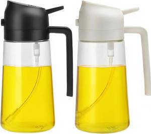 lot 48580 image: Aovdy Oil Sprayer for Cooking 16oz, 2 in 1 Olive Oil Dispenser and Oil Sprayer - 470ml Olive Bottle Spray and Pour - Glass Oil Dispenser for Kitchen Cooking Salad BBQ (2Pcs - White&Black)