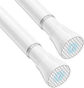 lot 48596 image: Shower Curtain Rod Spring Tension Rod 30 to 64 Inches 2PCS, Spring Tension Curtain Rod White Expandable for Window Wardrobe Doorway Kitchen