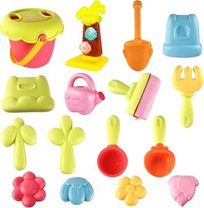 lot 48597 image: IOKUKI Sand Toys with Mesh Bag Including Sand Water Wheel, Beach Buckets, Shovels, Rakes, Molds, Outdoor Beach Toys Tool Kit for Kids, Toddlers, Boys and Girls (17 PCS) Age 3