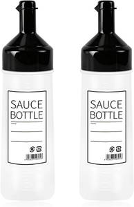lot 45383 image: CHILDHOOD 12 oz Squeeze Squirt Condiment Bottles With Cap, 2 Pack- For Ketchup, Salad Dressing, Mustard - Black