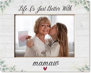 lot 45388 image: Mamaw Picture Frame 5x7, Mamaw Grandma Gifts for Birthday Christmas Mothers Day from Grandkids, Life is Just Better With Mamaws Picture Photo Frames for Tabletop Desk Decor