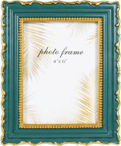 lot 45399 image: Ferrisland Vintage Picture Frame, Green Antique Ornate Picture Frame, Victorian Retro Decorative Photo Frames for Tabletop & Wall, Baroque Home Decor Frames, Gift Idea(Green, 4X6)