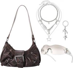 lot 45402 image: JATEBI Y2k Purse Shoulder Bag for Women Buckle Handbag Goth Punk Hobo