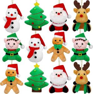 lot 45408 image: Elcoho 12 Pieces 5.7 Inch Christmas Mini Stuffed Animals Snowman Santa Christmas Tree Elk Gingerbread Man Christmas Elf Hanging Plush Toys Animal Themed Parties