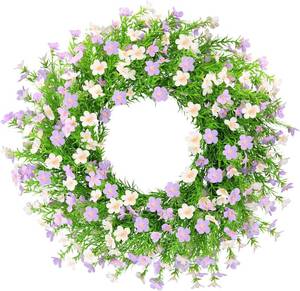 lot 45425 image: 24 Inch Whitepurple Artificial Forsythia Silk Front Door Wreath