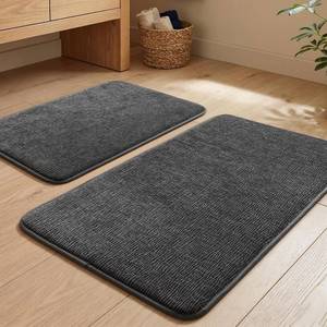 lot 45439 image: YIHOUSE Bathroom Rug Set 2 Piece, Memory Foam Dark Grey Bath Mat Set Non-Slip Quick Dry Bath Mats for Bathrooom, Super Absorbent Washable Bath Rug for Bathroom Floor Sink Tub and Shower