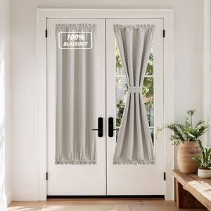 lot 45460 image: NICETOWN Silver Grey 100% Blackout Linen French Front Door Curtain