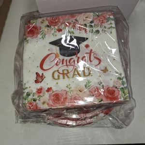 lot 45479 image: Dispowreath 250 Pcs Congrats Grads Plaid Plates Napkins Party Supplies for 50