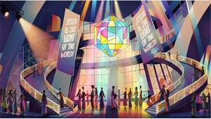 lot 45489 image: Illumination Theme Backdrop Stage, 18x7.6 ft