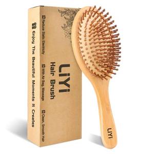 lot 45490 image: LIYI Wooden Bamboo Hair Brush for Hair Growth with Natural Bamboo Bristles Detangler Wooden Hairbrush Paddle Brush for Massage Scalp,Hair Brush for Women Men and Kids,All Hair Types