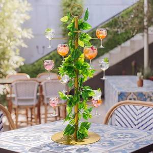 lot 45493 image: Duraaamo 3 Tier Cocktail Tree Stand with Artificial Vines Green 12 Holders Champagne Tower Display for Wine Martini Margarita Summer Wedding Party Decorations