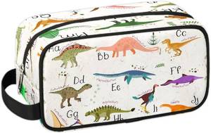 lot 78034 image: Kids Travel Toiletry Bag for Boys Men - Alphabet Dinosaur Hanging Wash Bag for Kids - Waterproof Shaving Bag Bathroom Bags for Toiletries Accessories