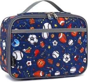 lot 78035 image: FlowFly Kids Lunch box Insulated Soft Bag Mini Cooler Back to School Thermal Meal Tote Kit for Girls, Boys,Football