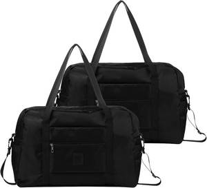 lot 78041 image: Folding Duffle Bag for Travel Large Capacity Waterproof Oxford Cloth Weekender Carry on Tote with Crossbody Strap, Lightweight Foldable Gym and Overnight Bag (Black, Large)