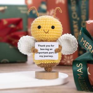 lot 78048 image: RovyFota Handmadel MIni Crochet Bee with Positivity Card - Mini Emotional Boost Gift for Easter, Birthdays, Teacher Appreciation - Teens, Moms, Friends,Thoughtful Gift for Friends(Positive Bee)