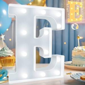 lot 78050 image: Pooqla LED Marquee Letter Lights, Warm White and Cool White Decorative Lighted Letters, Light Up Alphabet Letters for Boys Girls, Party, Wedding, Bar, Night Light, Birthday Decoration, Letter E