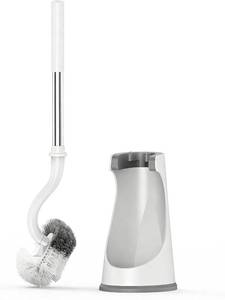lot 78057 image: Lefree Toilet Brush and Holder Set, Bathroom Cleaner Brush Set, Curved Design, Non-Slip Handle Toilet Bowl Brush with Curved Bristle for Dead Corner Clean, RV Bathroom Accessories Toilet Scrubber