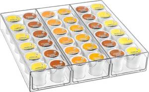lot 78072 image: Aozita Clear Acrylic Coffee Pod Holder Organizer for K CUP, 36 Pods Storage for Kpods on Counter, Under Coffee Maker Countertop Drawer Organizer for KCUP, for Keurig Pod - Sturdy & Food Grade